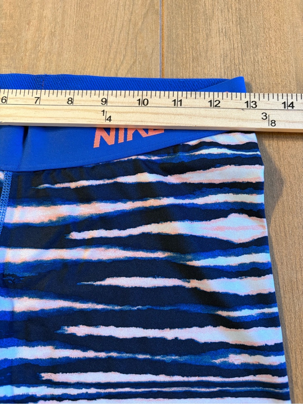 Nike Pro Girls Large Blue Stripe Compression Shorts Youth L Dri-FIT Dance Cheer - Picture 5 of 10